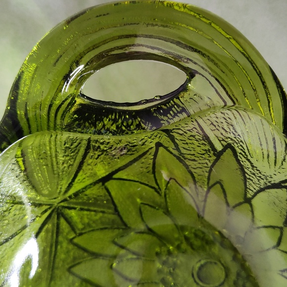 Set of 2 Indiana Glass Oval Relish Dish Olive Depression Glass with Open Handles - Picture 6 of 7